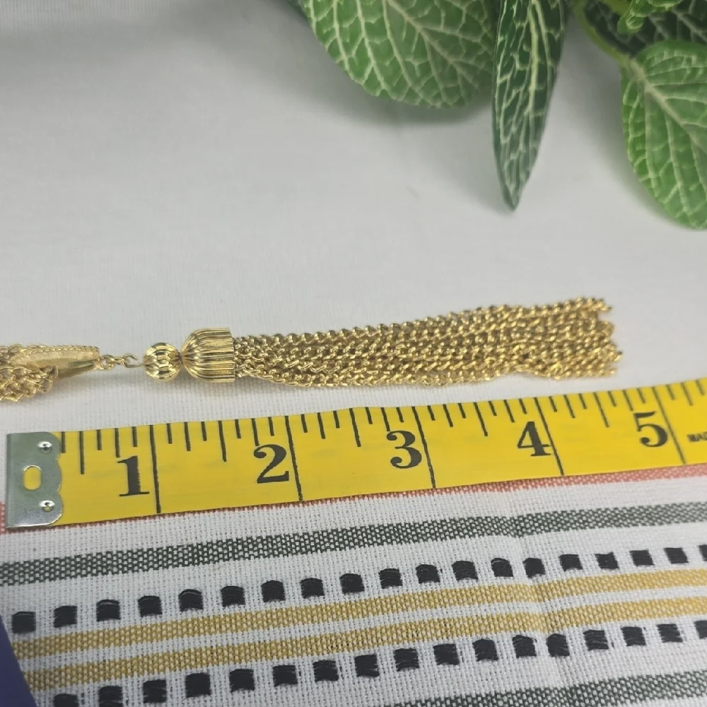 Vintage Multi-Strand Gold Tone Tassel Statement Necklace